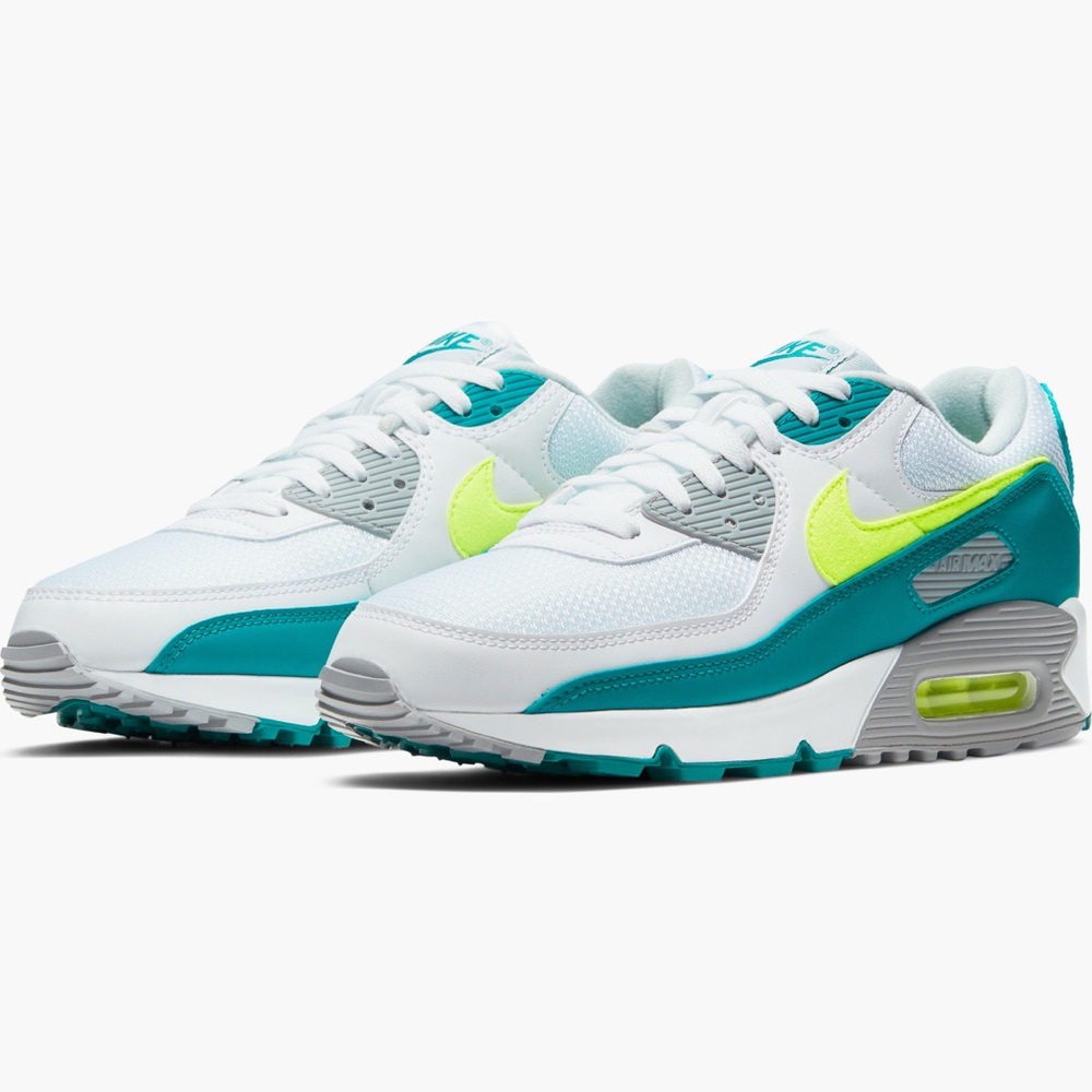 Nike Women's Air Max 90 White and Teal Sneakers